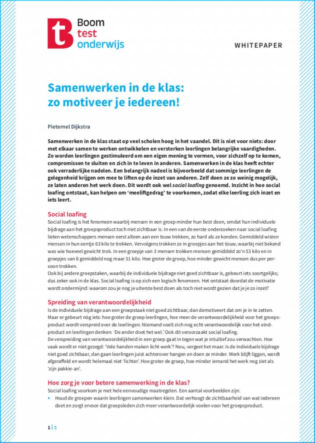 Gratis whitepaper 'Samenwerken in de klas: zo motiveer je iedereen!'